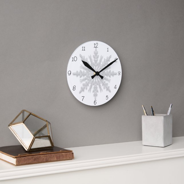 Horloge Ronde Flèche de neige en hiver (Bureau)