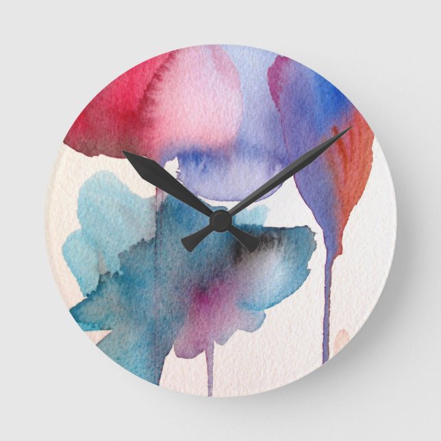 Horloge Ronde Fleur aquarelle design floral moderne (Recto)