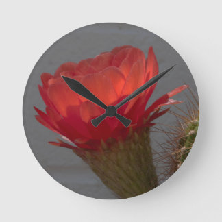 Horloge Ronde Fleur de cactus de la Torche rouge