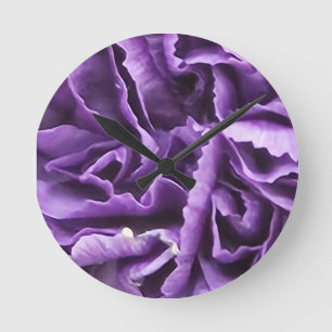 Horloge Ronde Fleur de carnation violette