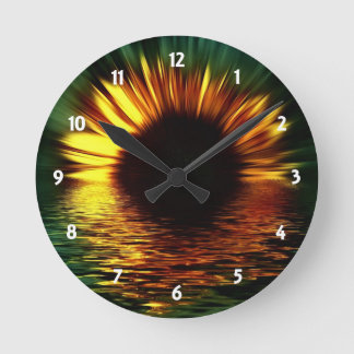Horloge Ronde Fleur de coucher du soleil