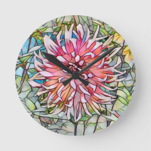 HORLOGE RONDE FLEUR DE DAHLIA
