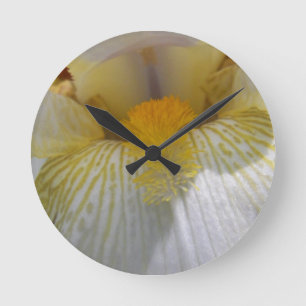 Horloge Ronde Fleur de Iris blanc