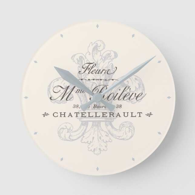 Horloge Ronde Fleur de Lis Chatellerault Gris (Recto)
