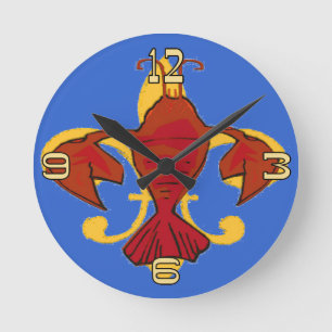Horloge Ronde Fleur De Lis Crayfish Design Homard