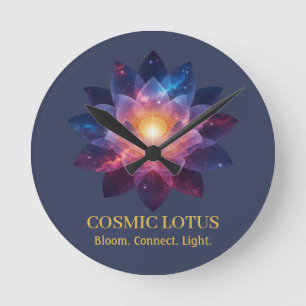 Horloge Ronde Fleur de lotus cosmique Énergie de l'éclosion de
