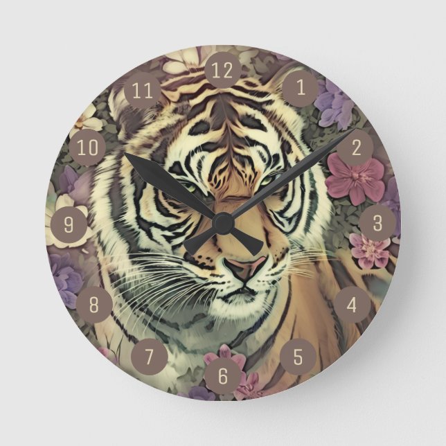 Horloge Ronde Fleur de tigre décorative (Recto)
