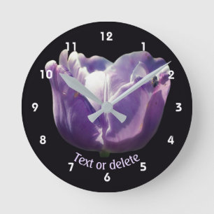Horloge Ronde Fleur de tulipe avec abeille personnalisée