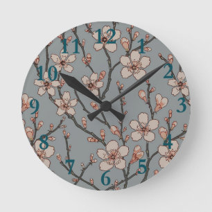 Horloge Ronde Fleur élégante douce rose floraison motif cerisier