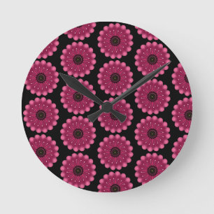 Horloge Ronde Fleur Fantastique Rose Luminescente   Fleur Floral