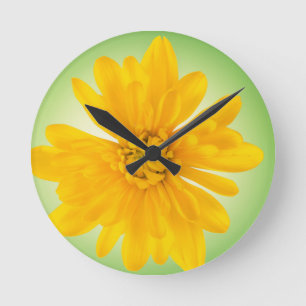 Horloge Ronde Fleur jaune