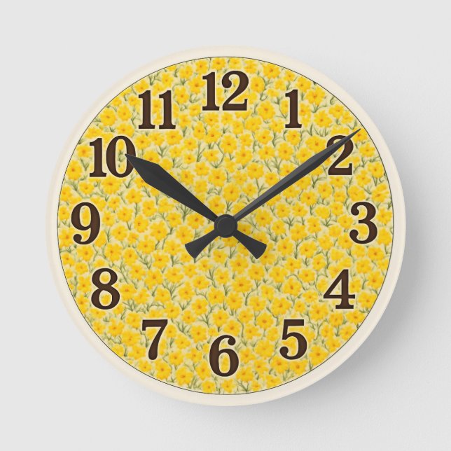 Horloge Ronde Fleur Jaune (Recto)