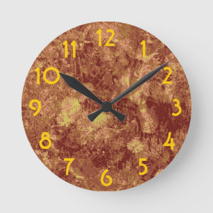Horloge Ronde Fleur jaune contre le motif de camouflage de