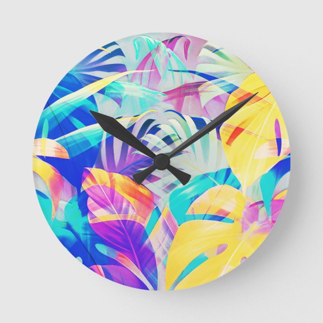 Horloge Ronde Fleur pastel abstrait moderne (Recto)