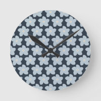 Fleur Rétro Bleu Clair Et Navy