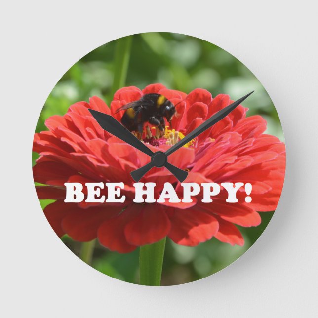 Horloge Ronde Fleur rouge d'Abee Happy (Recto)