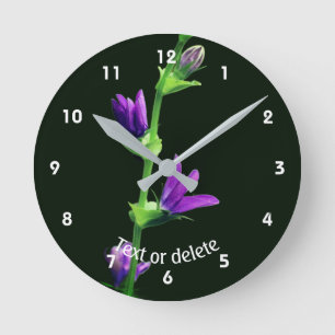 Horloge Ronde Fleur Sauvage Violette Personnalisée