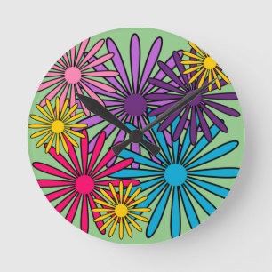 Horloge Ronde Fleurs 24h/24