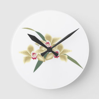 Horloge Ronde Fleurs avec feuille
