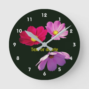 Horloge Ronde Fleurs de cosmos en suspension personnalisées