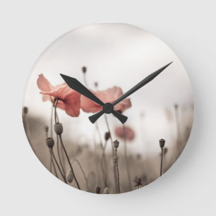 Horloge Ronde Fleurs de pavot