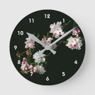 Horloge Ronde Fleurs de pommier en fleurs au printemps