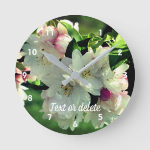 Horloge Ronde Fleurs de pommier sauvage de printemps 2 Personnal