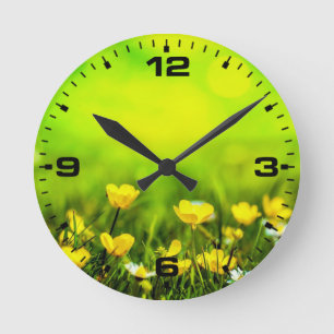 Horloge Ronde Fleurs de printemps arrière-plan