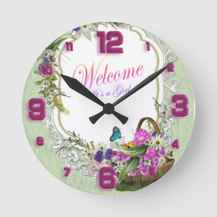 Horloge Ronde Fleurs de printemps dans les paniers