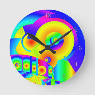 Horloge Ronde Fleurs de soleil Abstraites