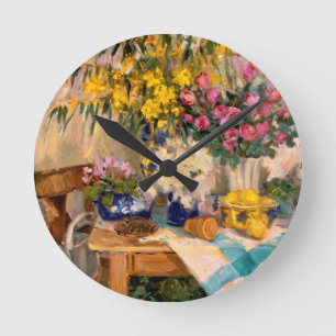 Horloge Ronde Fleurs fraîches II