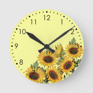 Horloge Ronde Fleurs jaunes