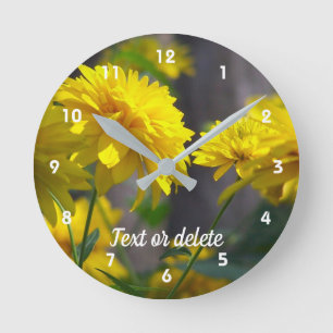 Horloge Ronde Fleurs jaunes personnalisées