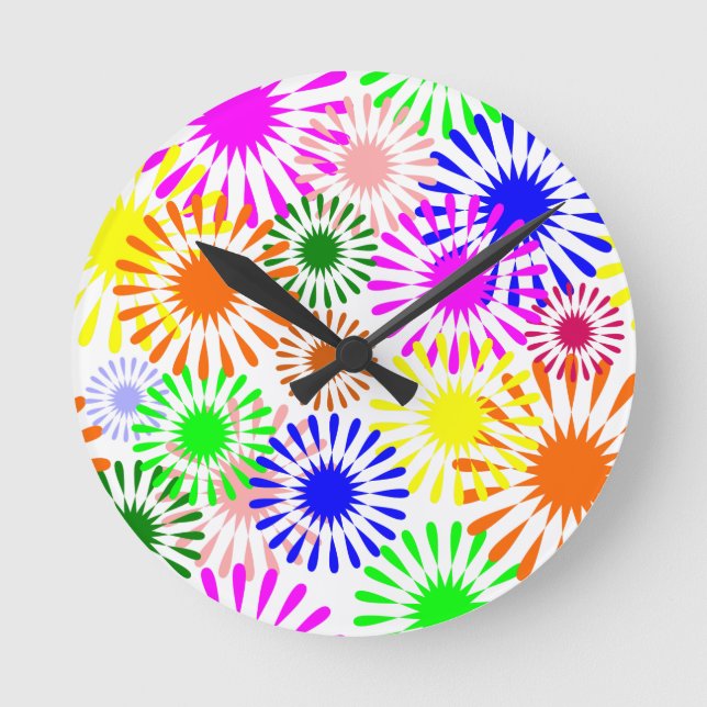 Horloge Ronde Fleurs multicolores (Recto)