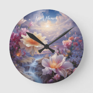 Horloge Ronde Fleurs mystiques du royaume surnaturel