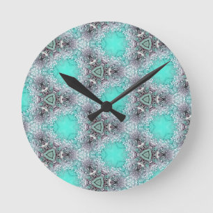 Horloge Ronde fleurs noires bleues design intérieur