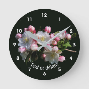 Horloge Ronde Fleurs personnalisées de pommiers en fleurs