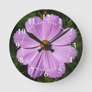 Horloge Ronde fleurs rose vif
