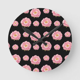 Horloge Ronde Fleurs roses