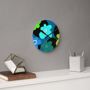 Horloge Ronde fleurs super colorées