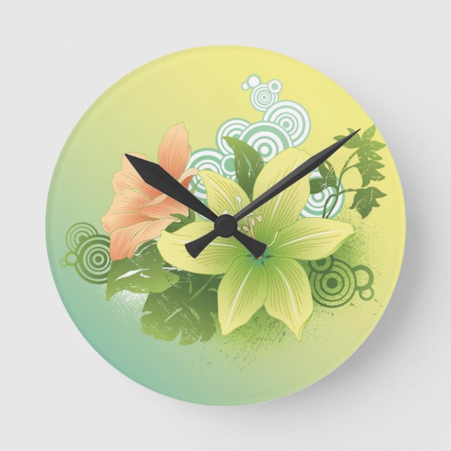 Horloge Ronde Fleurs tropicales (Recto)
