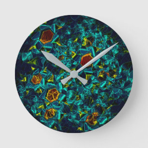 Horloge Ronde Flor virtuel em azul gradiente, estilhaçada