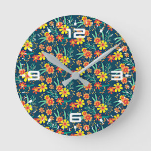 Horloge Ronde Floral Arrière - plan Belle conception-46566