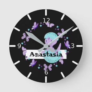 Horloge Ronde Floral Butterfly Wreath