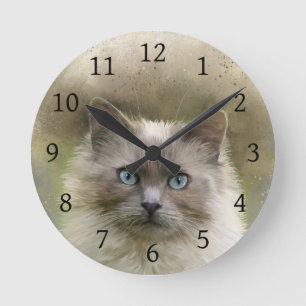 Horloge Ronde Fluffly Cat 694