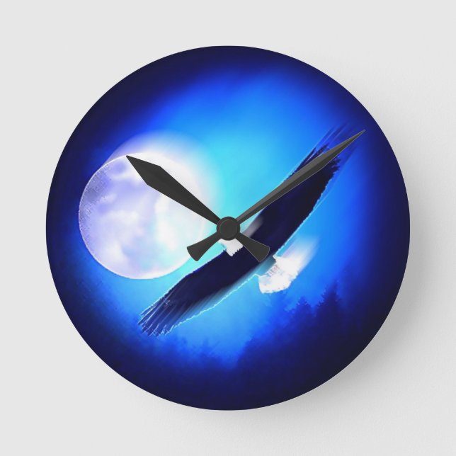 Horloge Ronde Flying Eagle & Moon (Recto)