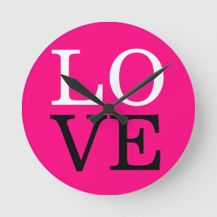 Horloge Ronde Fond Rose Amour Mariage