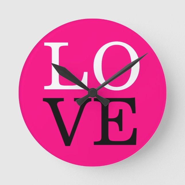 Horloge Ronde Fond Rose Amour Mariage (Recto)