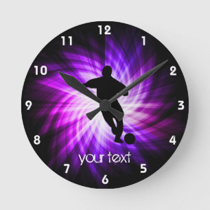 Horloge Ronde Football violet cool