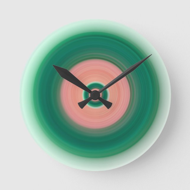 Horloge Ronde Forest Green et Salmon Pink (Recto)